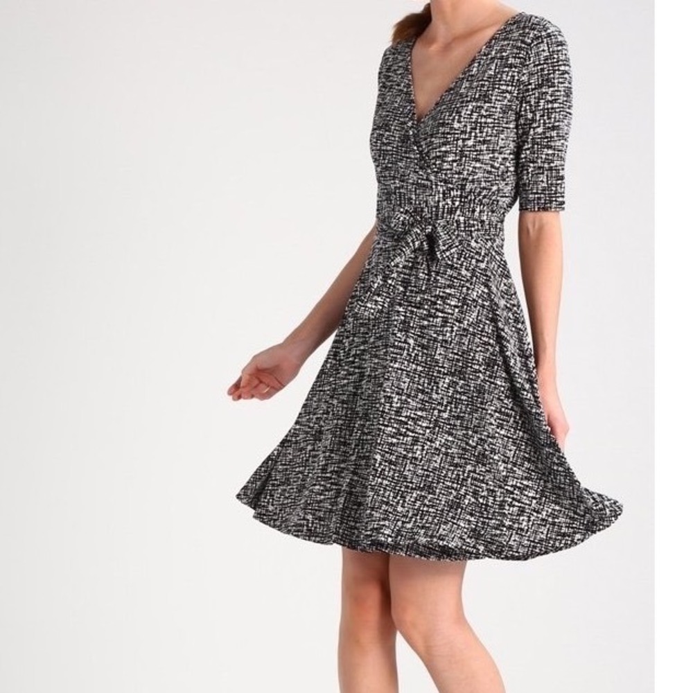 Lauren Ralph Lauren Faux Wrap Dress Women 16W Black White